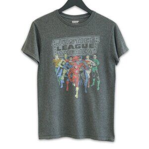 Justice League Graphic Tee Men's Size S Retro Superhero Casual